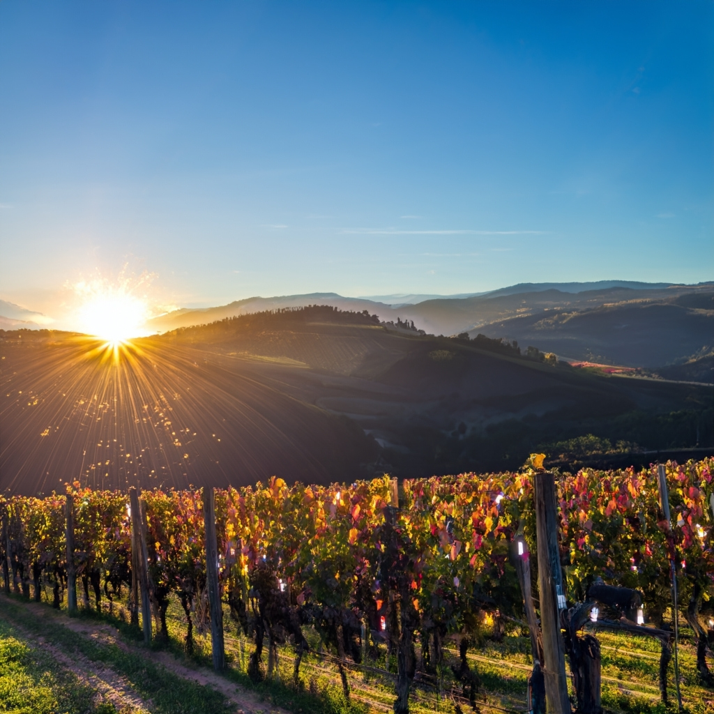Vignes au coucher de soleil